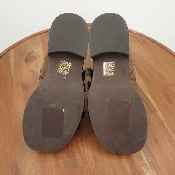 Jeffrey Campbell Womens Belted Up Biker Boots Brown Leather Buckles Block Heel 6 - Picture 8 of 9